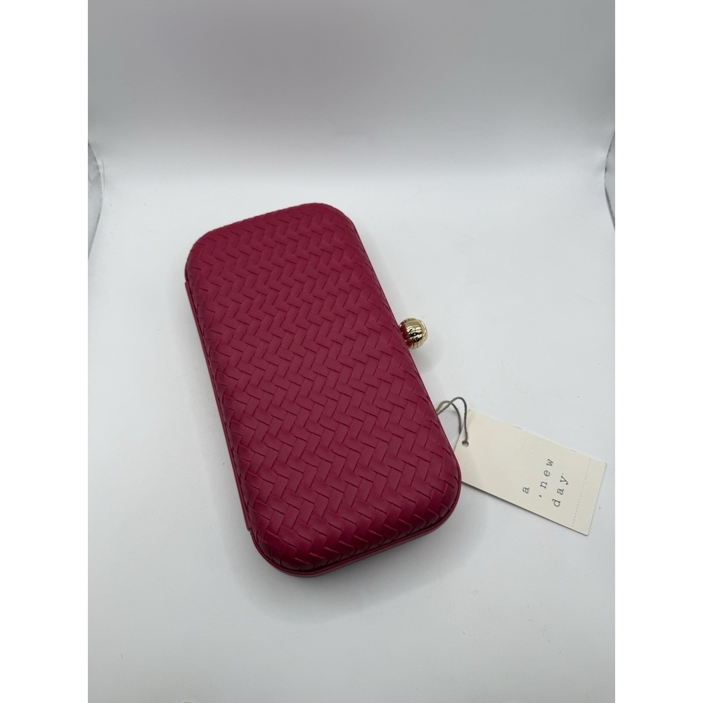 A New Day Pink Woven Clutch Purse Gold Chain Strap Target NWT